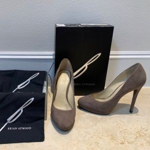 Brian Atwood Gray Suede Designer Heels Size 9